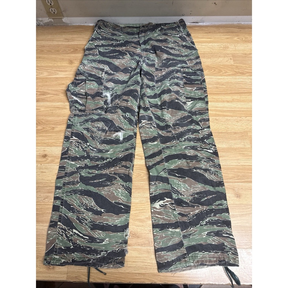 Gung Ho Tiger Stripe Military Cargo Pants 1980s Camo Mens Size Med